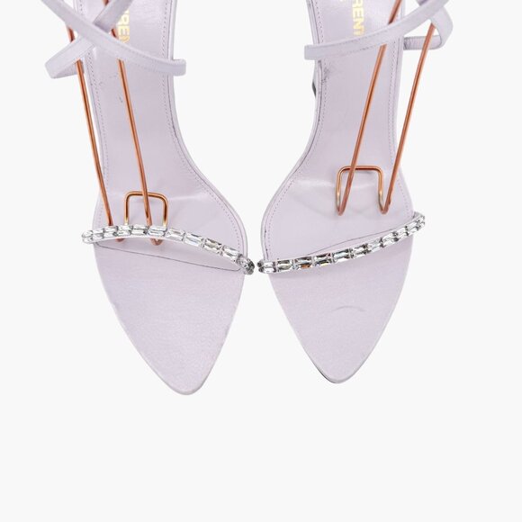 Saint Laurent Gippy Crystal Sandals EU 39.5 US 9.5 Lilac Purple Satin High Heels - Picture 3 of 13